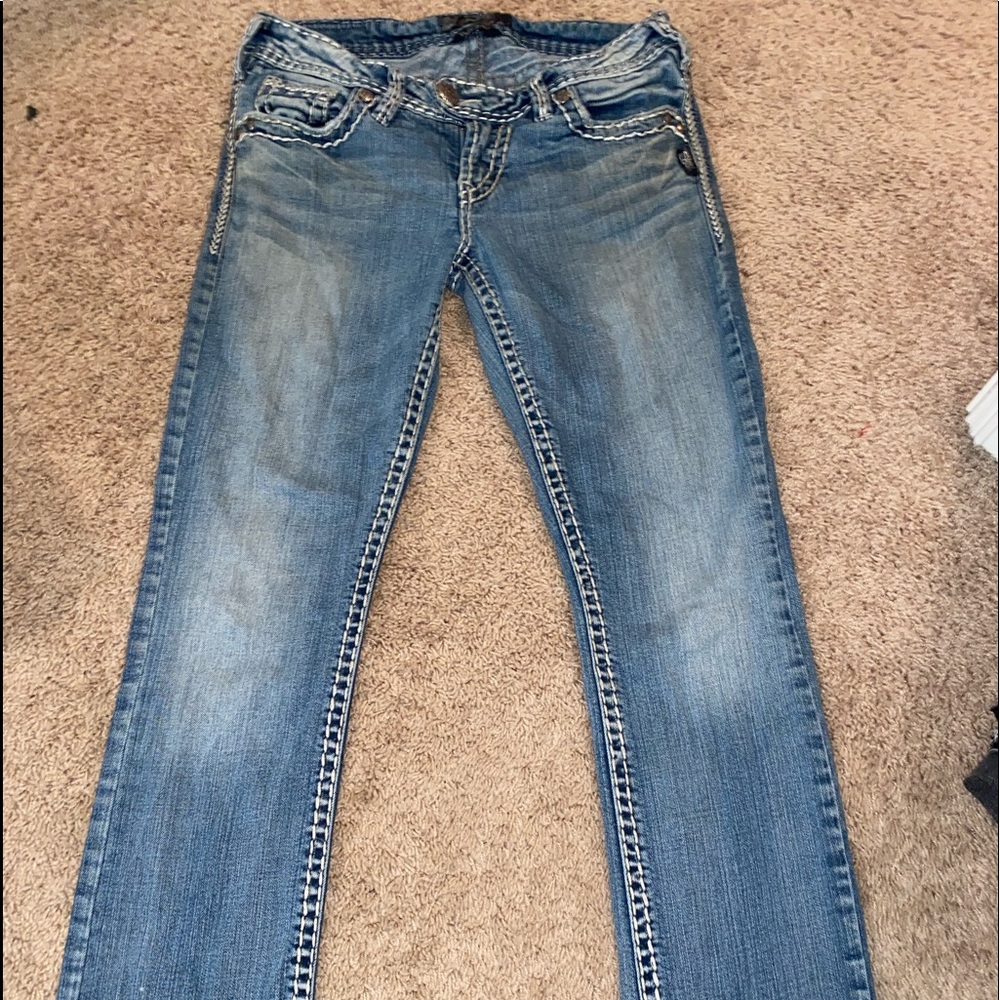 silver jeans